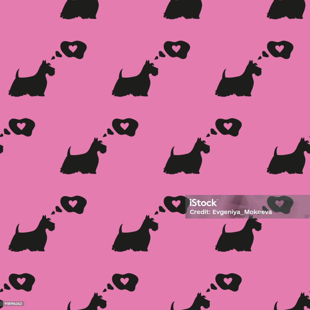 Seamless pattern with black silhouettes of terriers. Seamless pattern with black silhouettes of terriers. Vector illustration. Animal stock vector