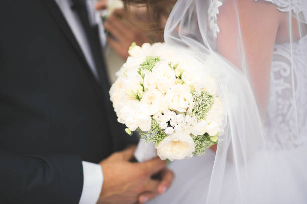 istock Wonderful luxury wedding bouquet of different flowers 918199062