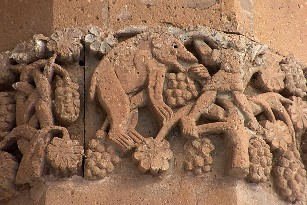 Carving on armenian church at Akdamar Island stock photo