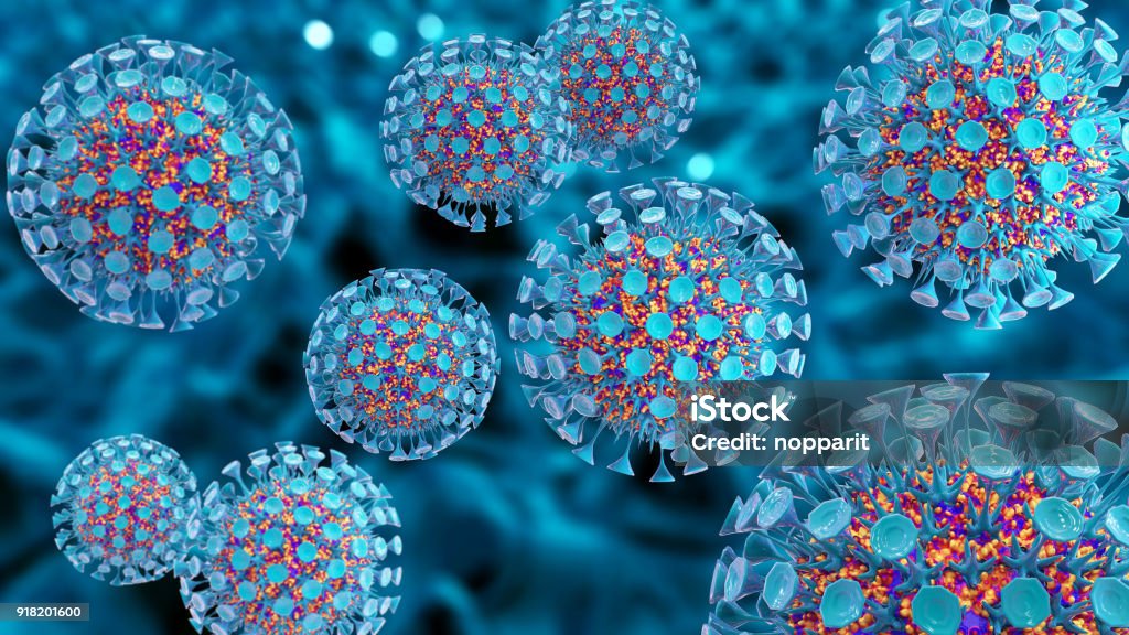 Virus closeup Bacterial cell or virus.3d rendering Virus Stock Photo