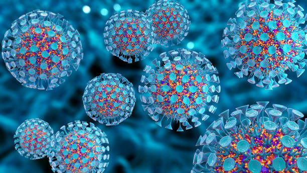 Virus closeup Bacterial cell or virus.3d rendering retrovirus stock pictures, royalty-free photos & images