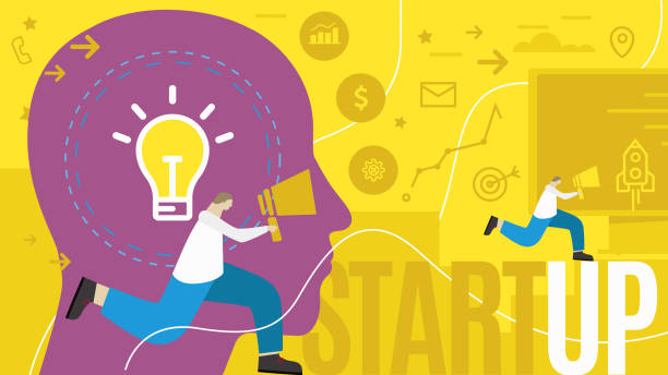 istock Startup concept flat illustration of startup people working as team to launch the business. 918201968