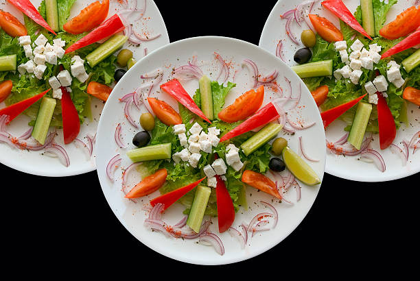 plates with salad
