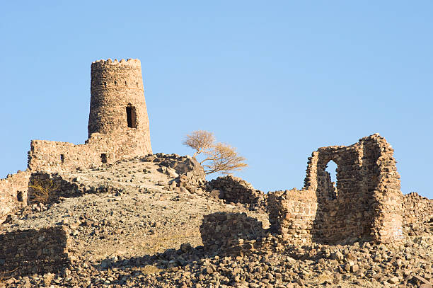 Ancient ruins at Al Mudayrib in Oman stock photo