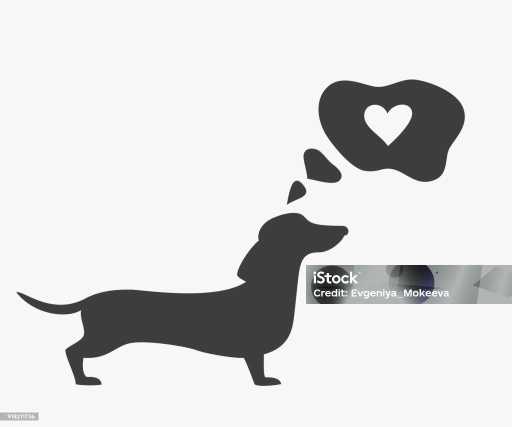 Silhouette of dog with bubble on the white background. Silhouette of dog with bubble on the white background. Vector illustration. Dachshund stock vector