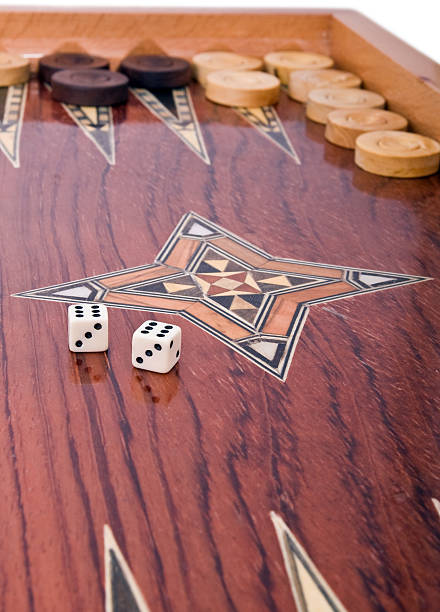 istock Wooden handmade backgammon board isolated on white 91821219