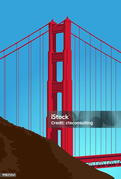Ponte - Arte vetorial de stock e mais imagens de Golden Gate Bridge - Golden Gate Bridge, Califórnia, Computação Gráfica