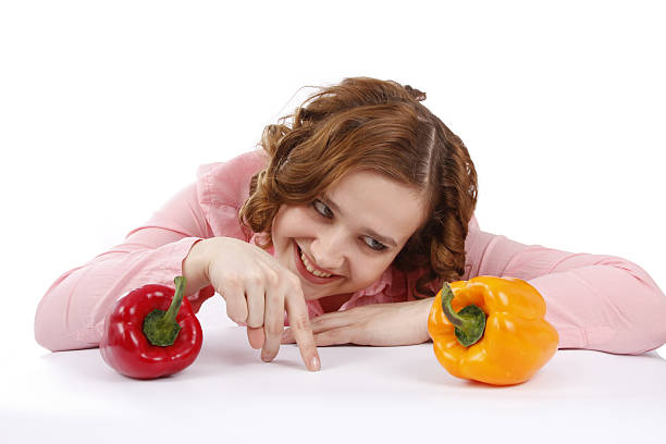 istock Woman with sweet peppers. 91821696