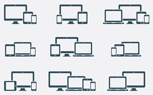 Responsive web design icons in different positions
