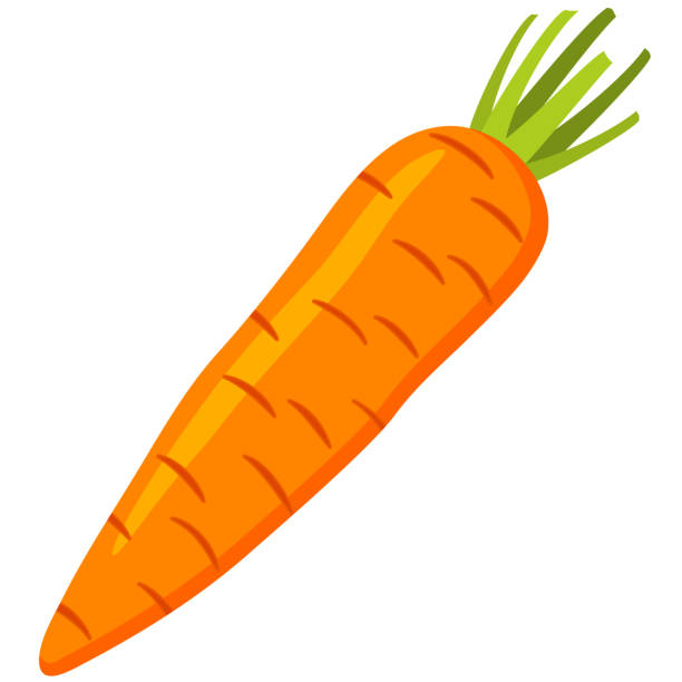 Colorful cartoon carrot icon. Colorful cartoon carrot icon poster. Vegetable vector illustration for gift card, flayer, certificate or banner, icon, , patch, sticker animal stage stock illustrations