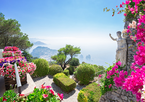 View from mount Solaro of Capri island at summer day, Italy