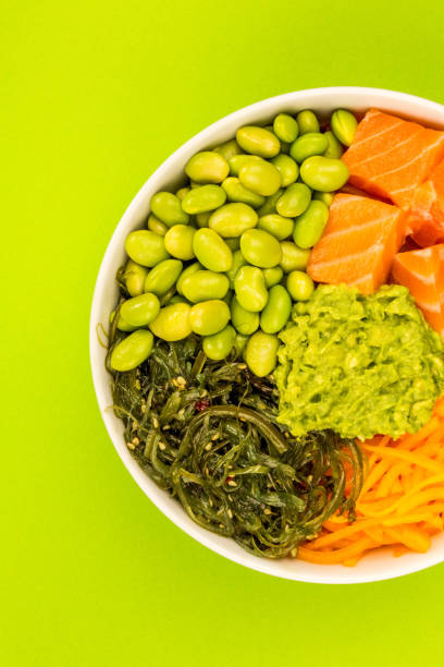 istock Japanese Style Salmon Sashimi With Edamame Beans And Seaweed 918230856