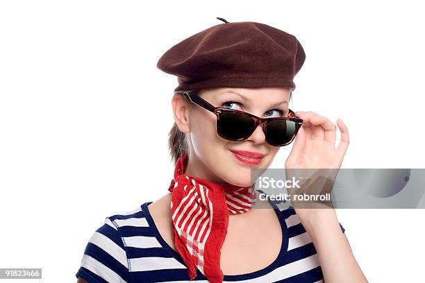 Beautiful Girl In Classic 60s French Look Stock Photo - Download Image Now - Beret, Paris - France, 1960-1969