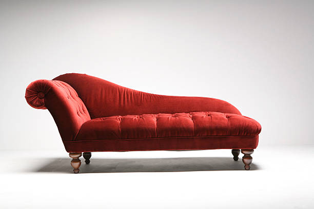 赤白のスタジオのデイベッド - chaise longue 写真 ストックフォトと画像