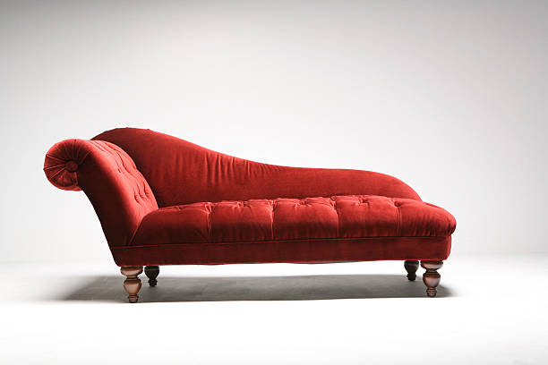 Red daybed in white studio  chaise longue stock pictures, royalty-free photos & images