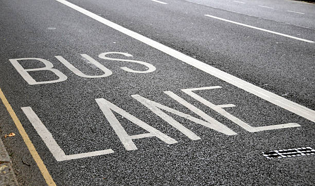 istock Bus lane sign printed onto road 91824126