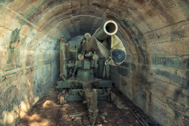 Old cannon from 2 WW hidden in a underground tunnel.