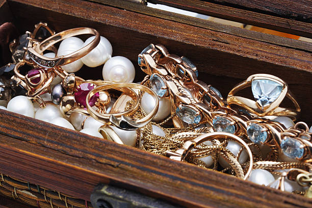 istock Wooden box with jewelery 91824460