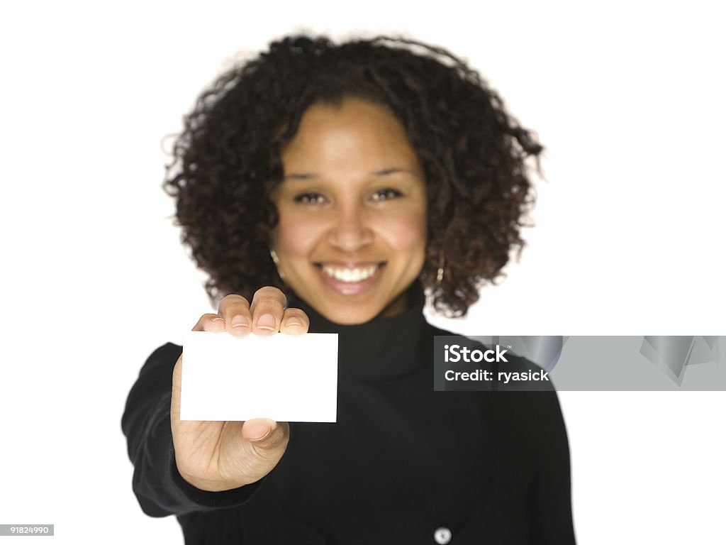 Mulher de negócios com cartão em branco - Foto de stock de Cartão de Felicitação royalty-free