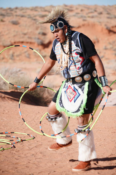 A Navajo Native American Man performing Traditional Dance stock photo