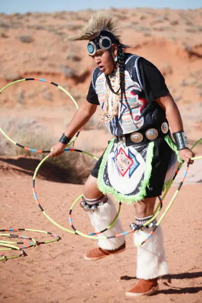 A Navajo Native American Man performing Traditional Dance (horizontal)