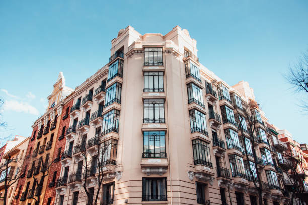 Beautiful apartment building A beautiful apartment building in Madrid, Spain contemporary madrid european culture travel destinations stock pictures, royalty-free photos & images