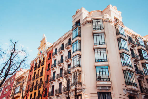 Beautiful apartment building A beautiful apartment building in Madrid, Spain contemporary madrid european culture travel destinations stock pictures, royalty-free photos & images