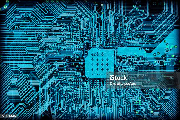 Tech Industrial Electronic Background Texture Stock Photo - Download Image Now - Abstract, Backgrounds, Blue