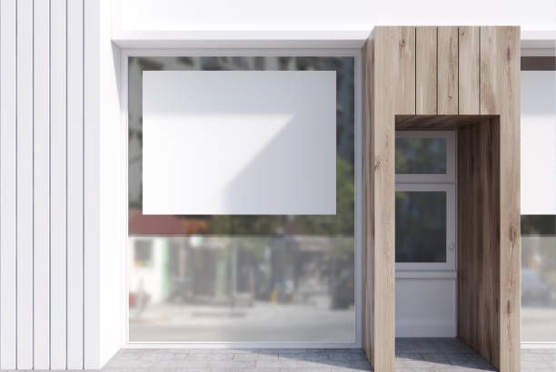 istock White and wooden cafe facade poster close up 918266034