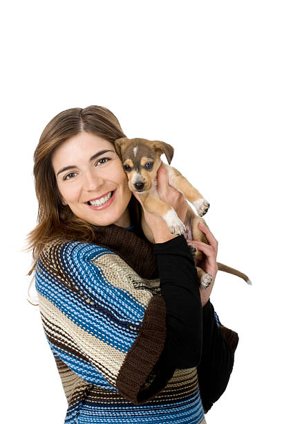 istock Woman with a puppy 91826680