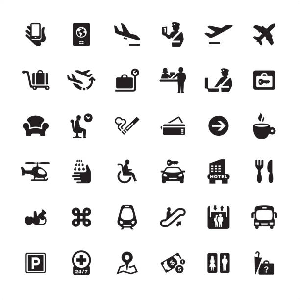 Airport Information icons pack Airport Ultimate pack #37 airport icons stock illustrations