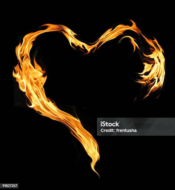 Burning Corazón Foto de stock y más banco de imágenes de Amarillo - Color - Amarillo - Color, Amor - Sentimiento, Brillante