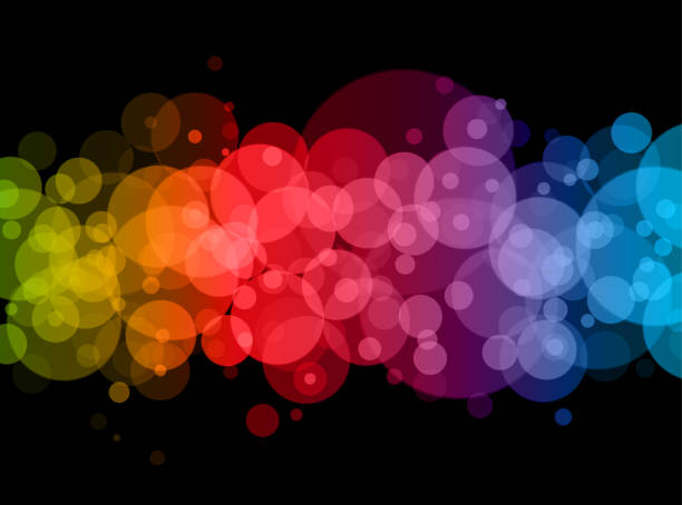 абстрактные радужные точки фон - spectrum rainbow abstract black background stock illustrations