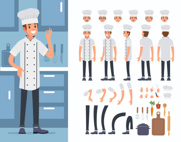 クック - chef men one person cooking点のイラスト素材／クリップアート素材／マンガ素材／アイコン素材