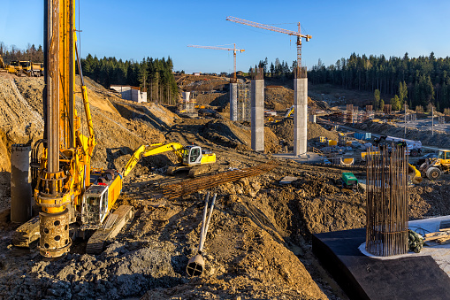 Construction of the viaduct on the new S7 highway, Luban, Poland