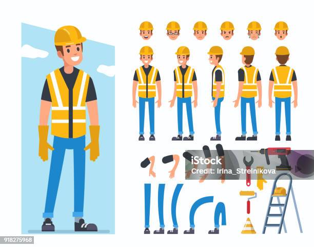 Bauarbeiter Stock Vektor Art und mehr Bilder von Bauarbeiter - Bauarbeiter, Baugewerbe, Charakterkopf