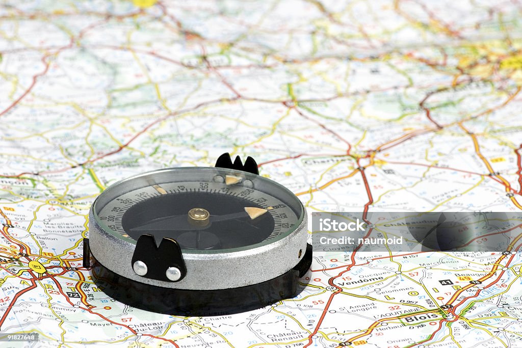 Map View Compass Compass On Map Stock Photo - Download Image Now - Adventure, Black ...