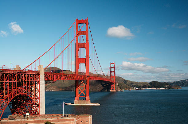Golden Gate Bridge on a sunny spring morning stock photo