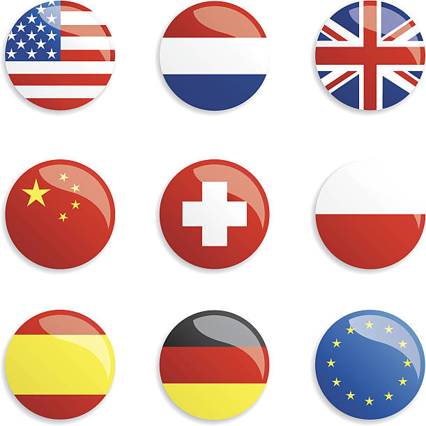 welt flagge buttons - all european flags stock-grafiken, -clipart, -cartoons und -symbole