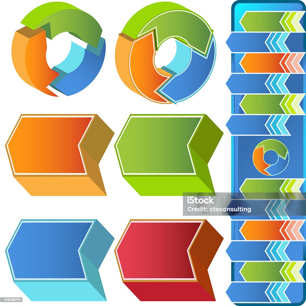 Chevron Circular 3D Menu Icons  Blue stock illustration