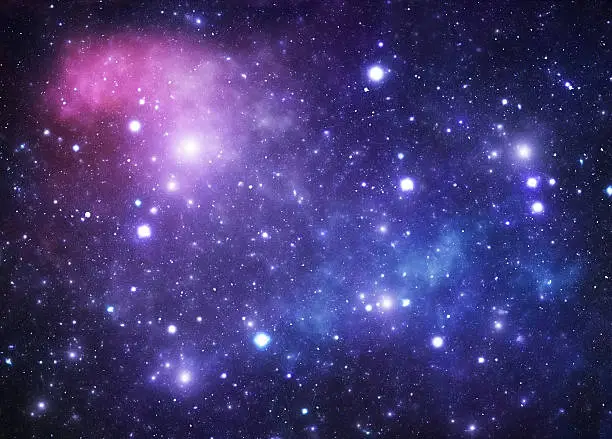 Red and blue space galaxy as stars background