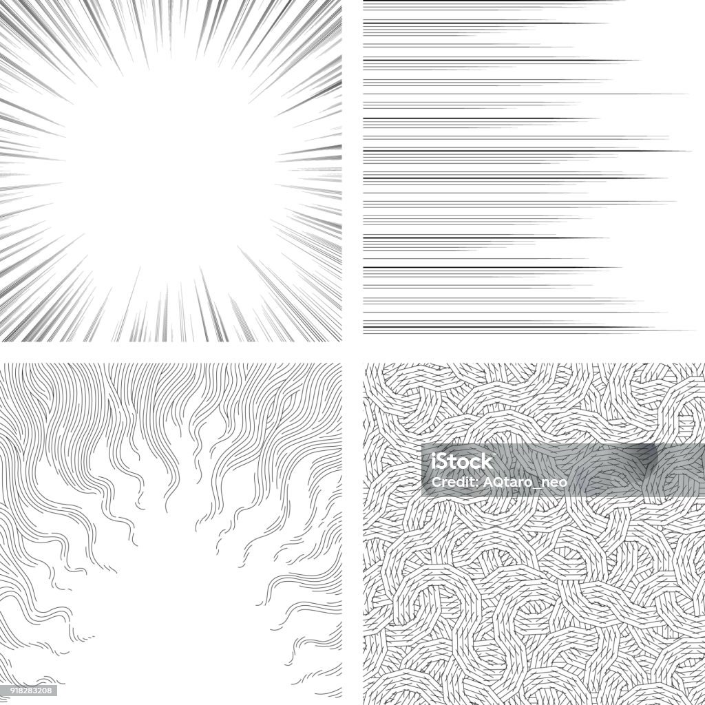 Set of monochrome backgrounds for comic books Background material Manga Style stock vector