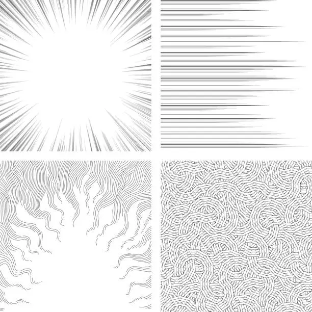 Vector illustration of Set of monochrome backgrounds for comic books