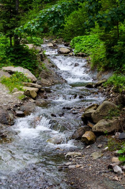 istock small, beautiful waterfall in the Carpathians 918283686