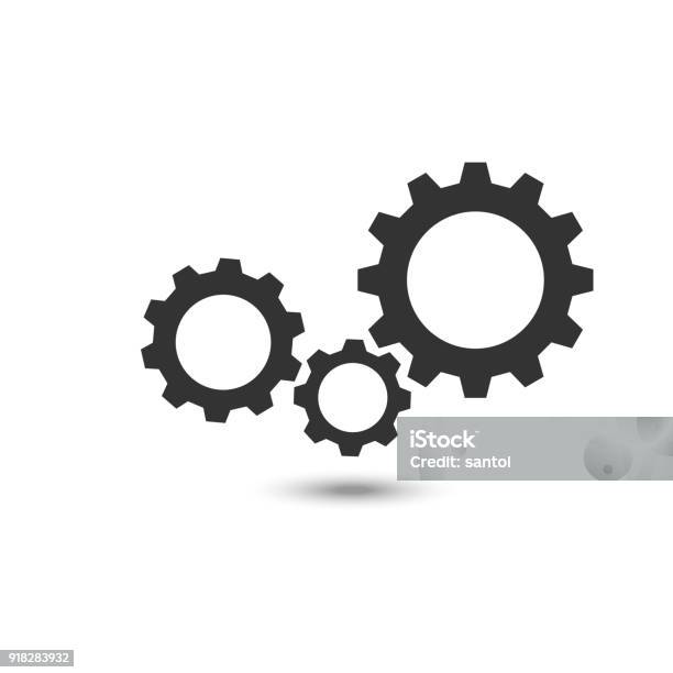 Three Gear Sign Icon On Background Stock Illustration - Download Image Now - Gear - Mechanism, Three Objects, Equipment
