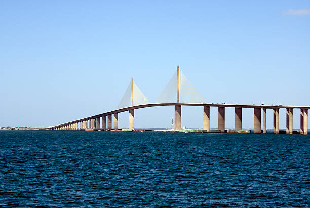 istock Sunshine over the Skyway Bridge across the deep blue sea 91828619