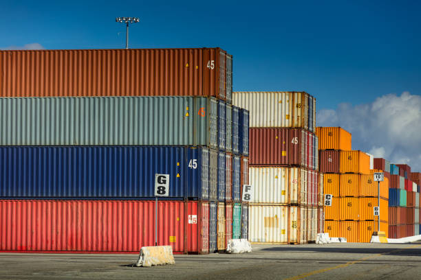 istock Rows and Rows of Cargo Containers in Shipping Terminal 918289992