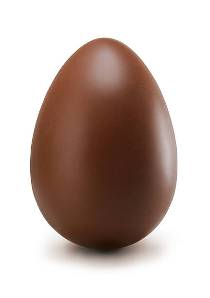 Chocolate egg on white background stock photo