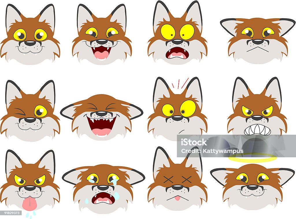 Fox emoticons  Winking stock illustration