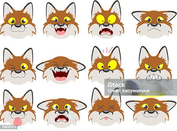 Fox Emoticons Stock Illustration - Download Image Now - Winking, Fox, Angel